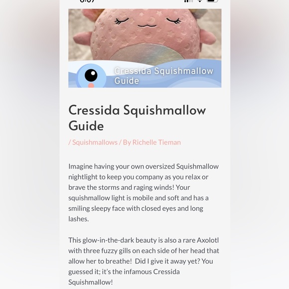 RARE glow in the dark cressida axolotl squishmallow - Picture 7 of 7